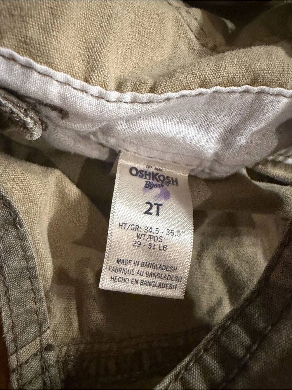 Oshkosh Camouflage Bibs Overalls 2T